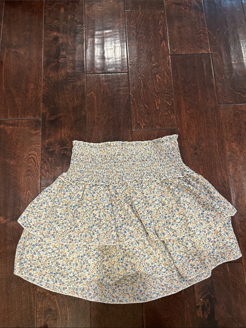 Katie J NYC - Floral Smocked Tiered Mini Skirt